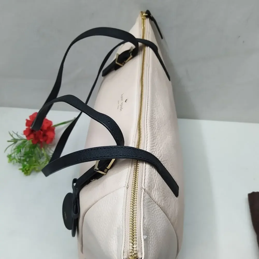 Kate Spade Light Pink Pebbled Leather Double Hanldes Tote Shoulder Bag W/ Mirror